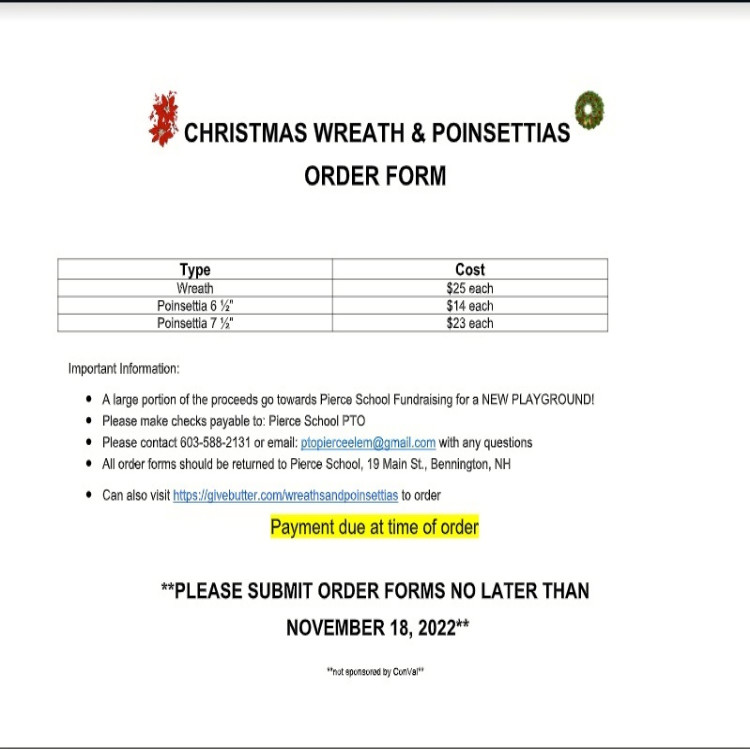 Featured image of article: Wreaths & Poinsettias for sale to help raise funds for a new playground